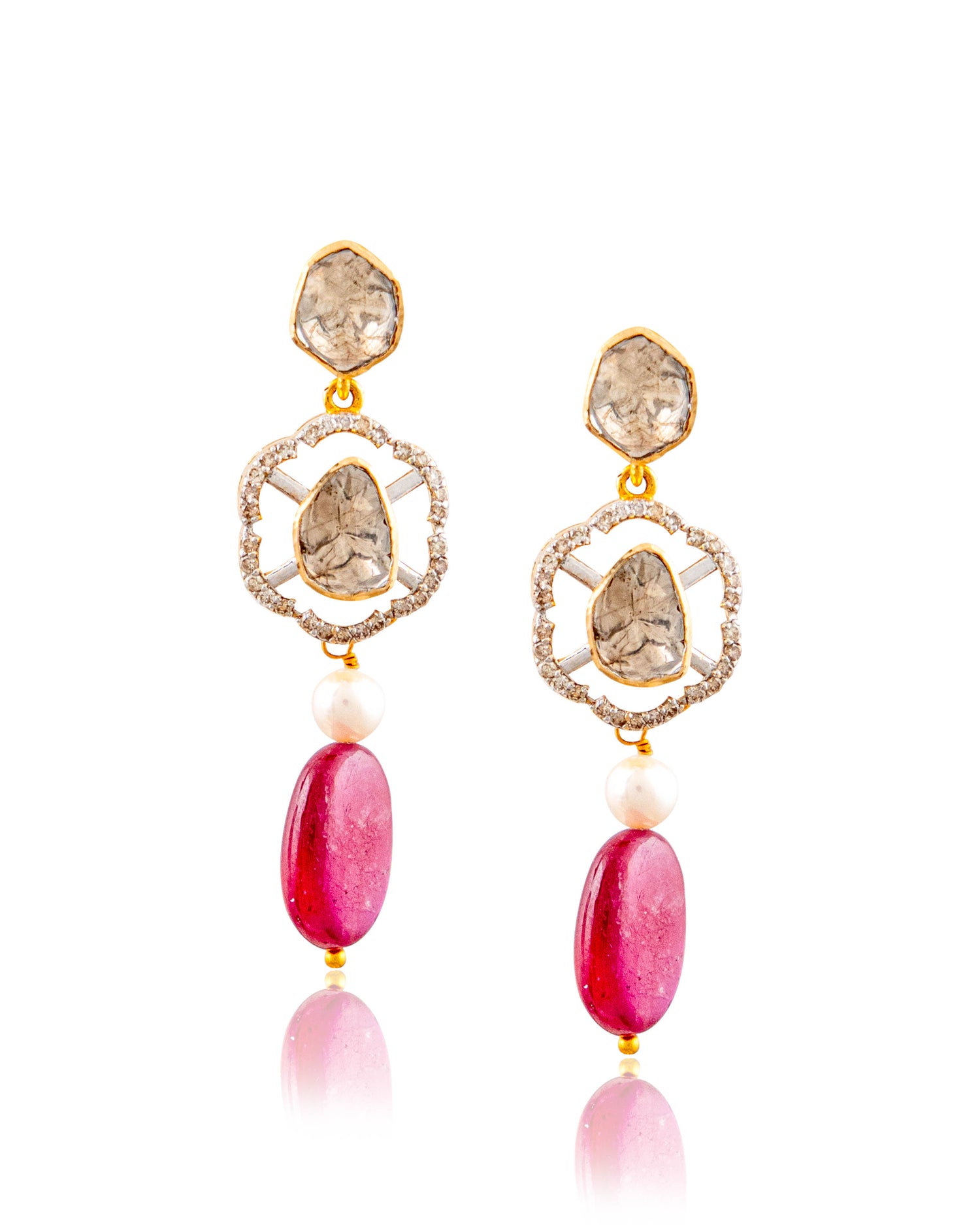 Katha Choker And Vinayaki Long Earrings Polki And Diamond Set