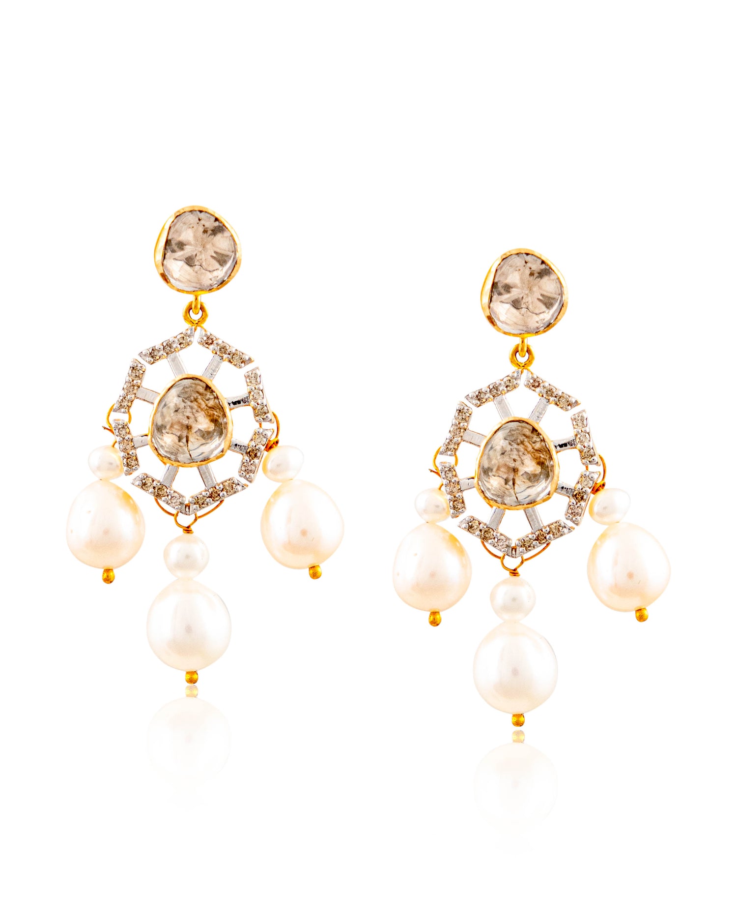 Diya Polki And Diamond Long Earrings