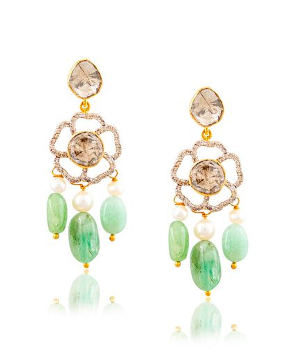 Divanshi Polki And Diamond Long Earrings