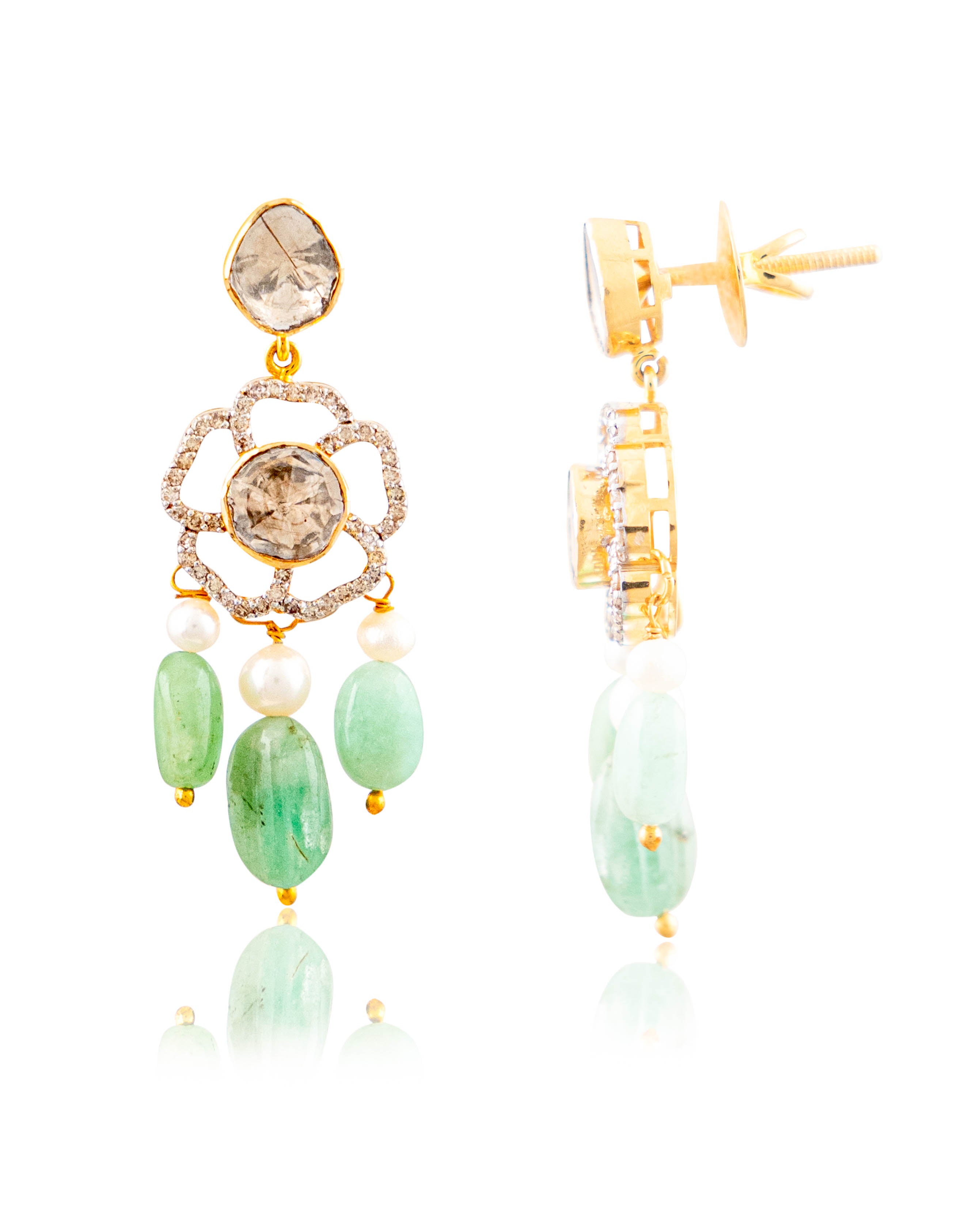 Divanshi Polki And Diamond Long Earrings