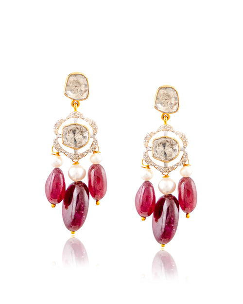Shifa Choker And Disha Long Earrings Polki And Diamond Set