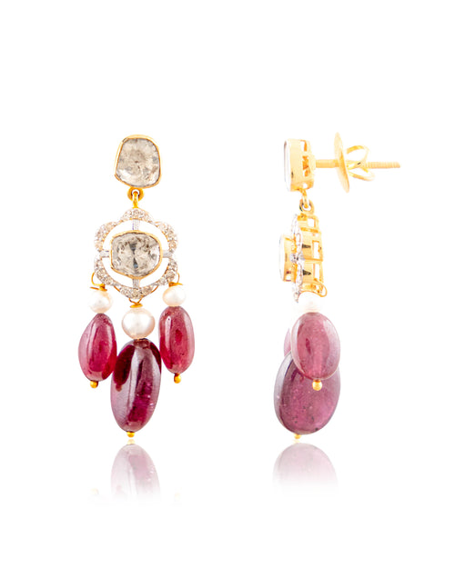 Shifa Choker And Disha Long Earrings Polki And Diamond Set