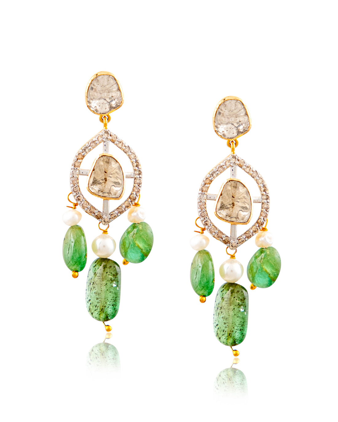 Maithili Choker And Cammy Long Earrings Polki And Diamond Set