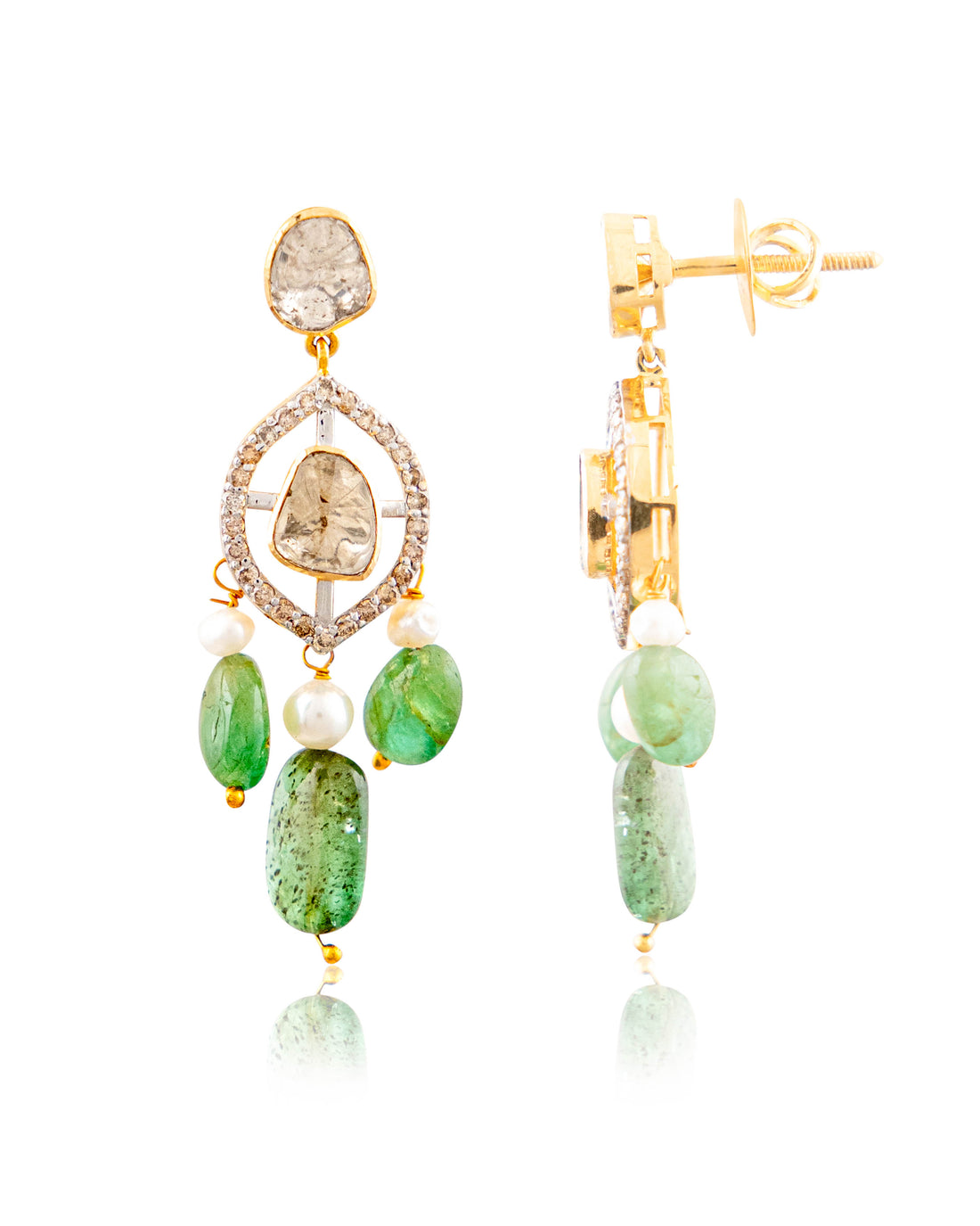 Maithili Choker And Cammy Long Earrings Polki And Diamond Set