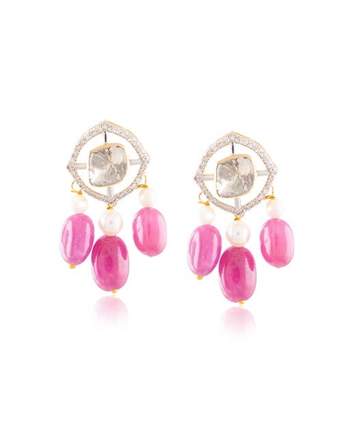 Urvashi Pendant And Dharika Tops Polki And Diamond Set