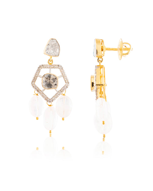 Sanam Choker And Nimah Long Earrings Polki And Diamond Set