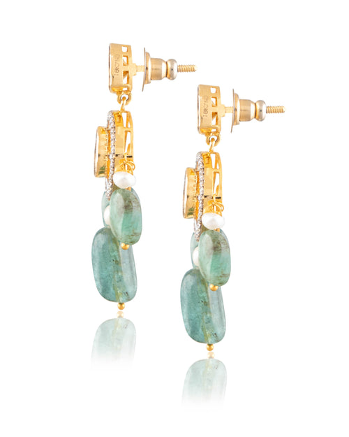 Rakul Polki And Diamond Long Earrings