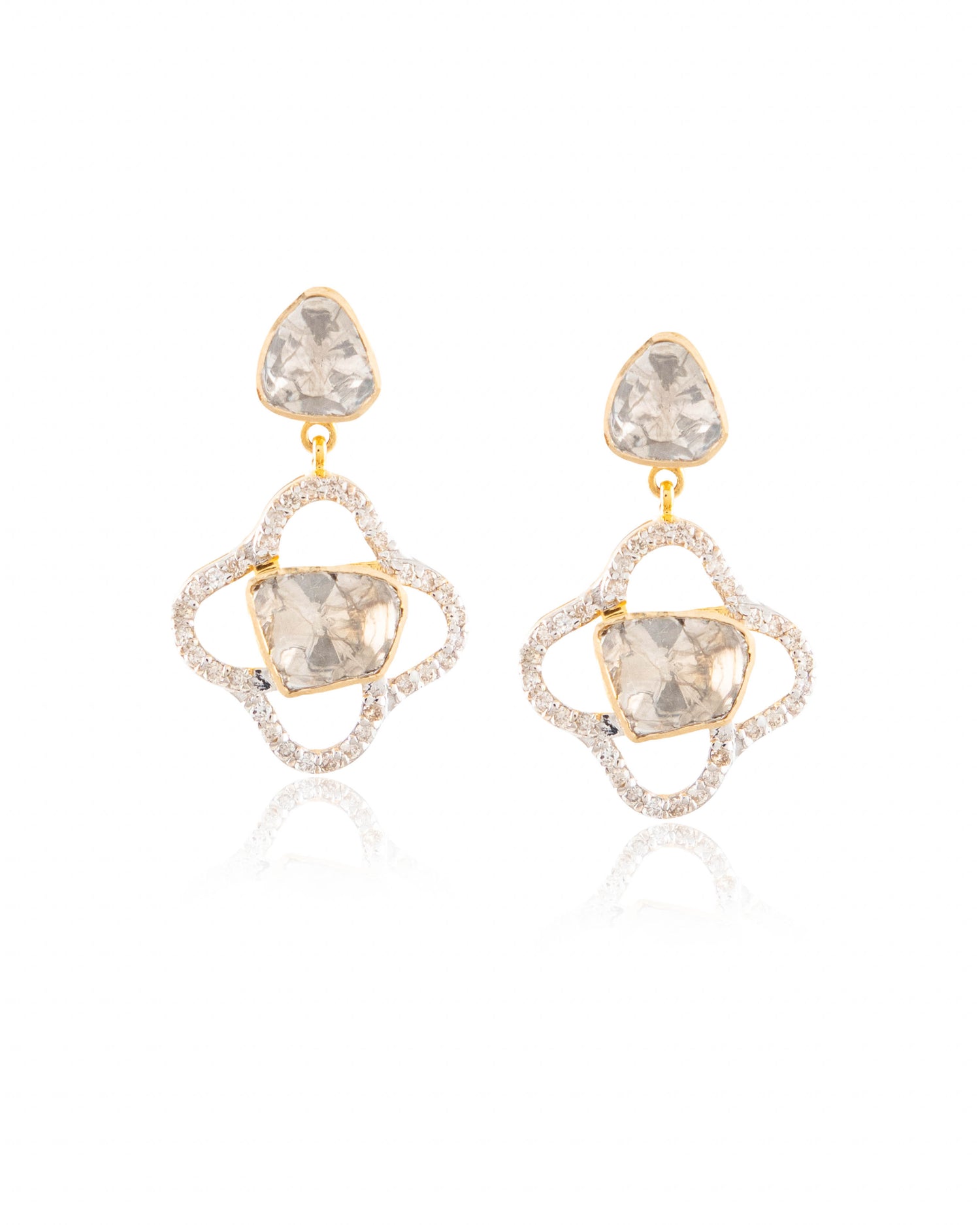 Taniya Polki And Diamond Long Earrings