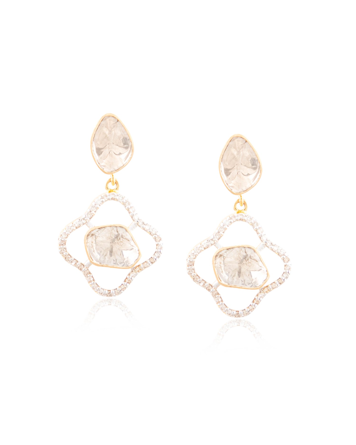 Heena Polki And Diamond Long Earrings