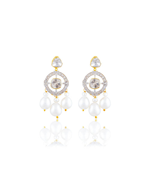 Yukta Polki And Diamond Long Earrings