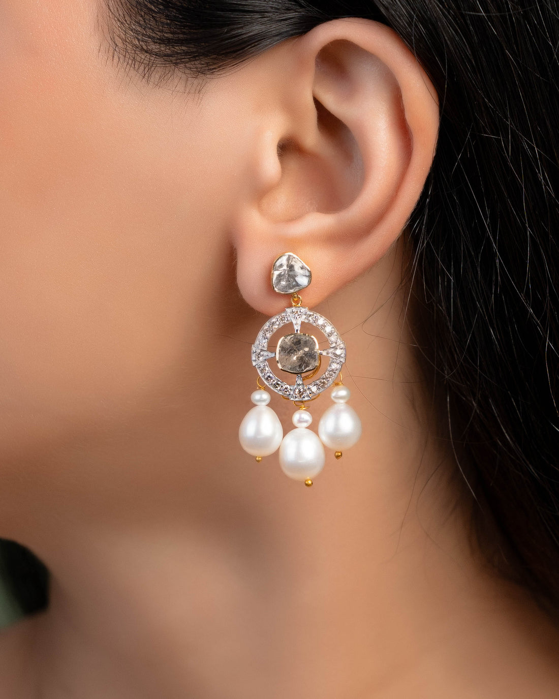Yukta Polki And Diamond Long Earrings