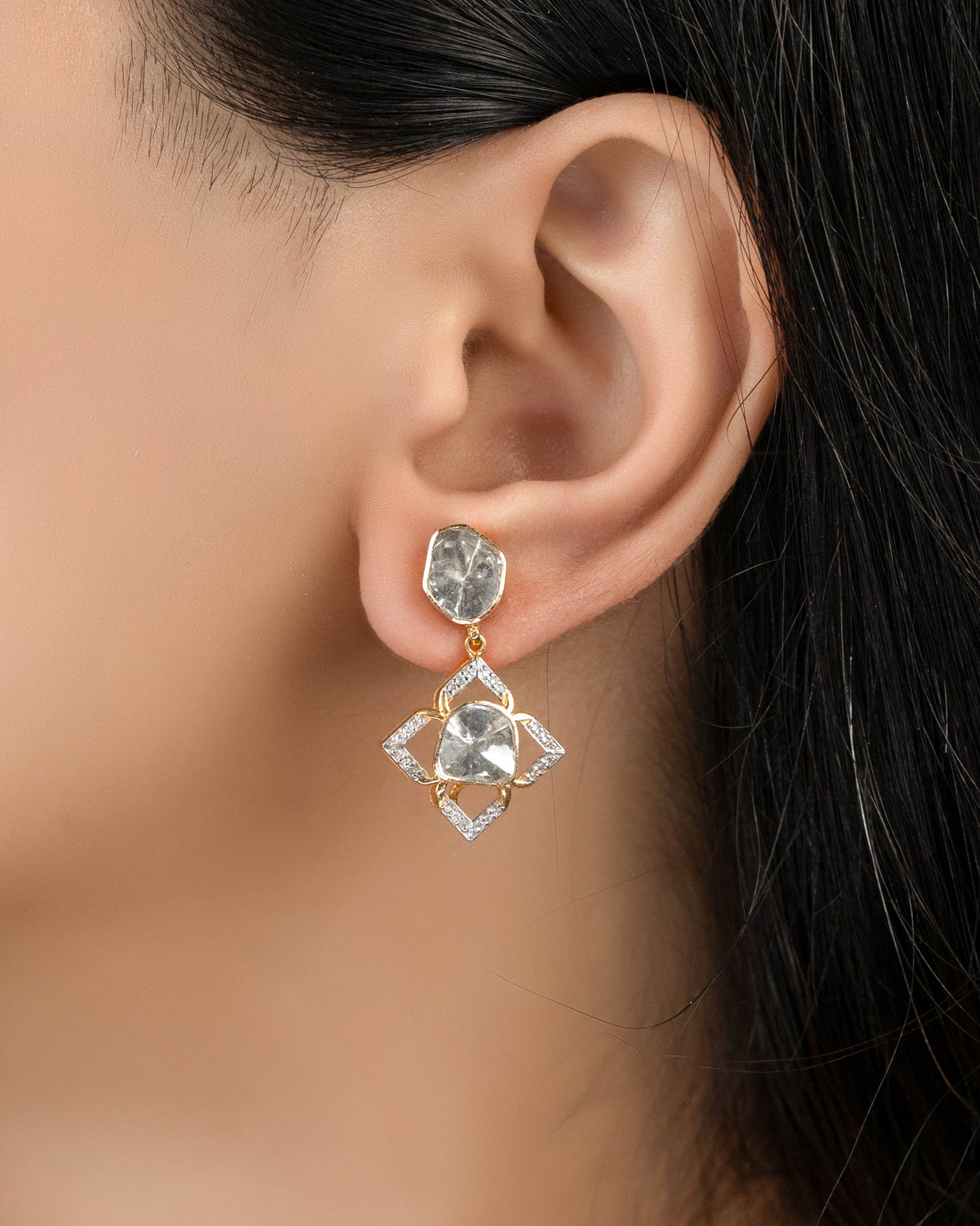 Ishita Polki And Diamond Long Earrings