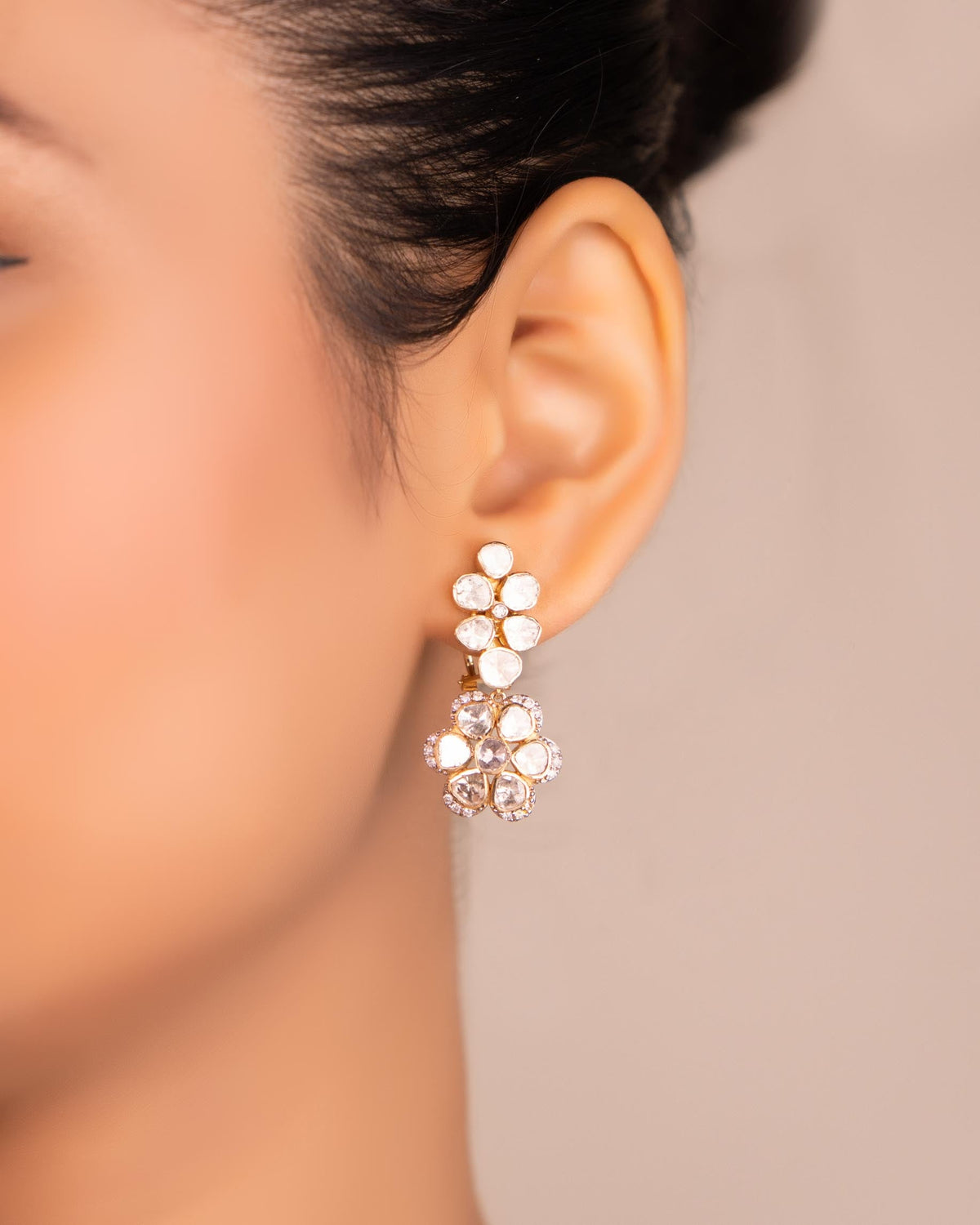 Urvashi Choker And Ekanta Long Earrings Polki And Diamond Set