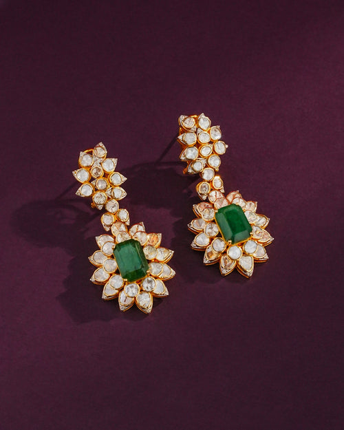Erisha Polki And Diamond Long Earrings