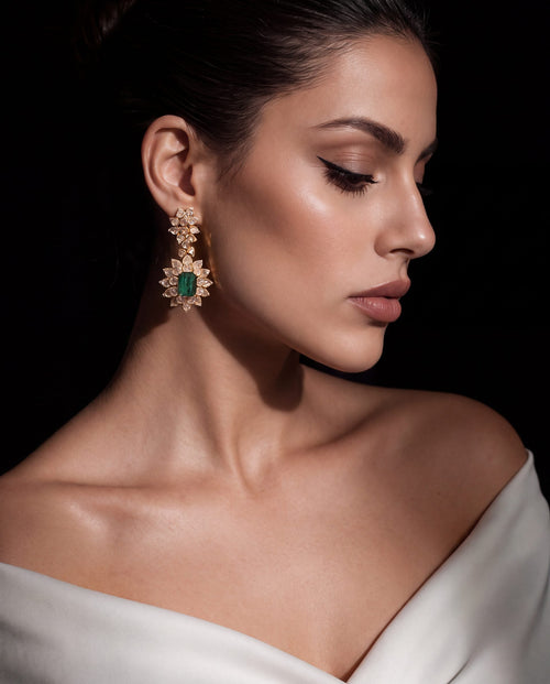 Erisha Polki And Diamond Long Earrings