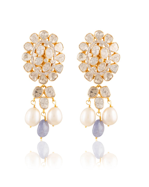 Suhani Polki And Diamond Long Earrings