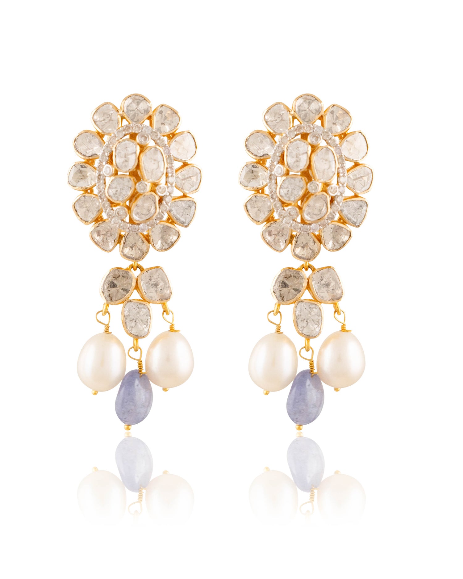 Suhani Polki And Diamond Long Earrings