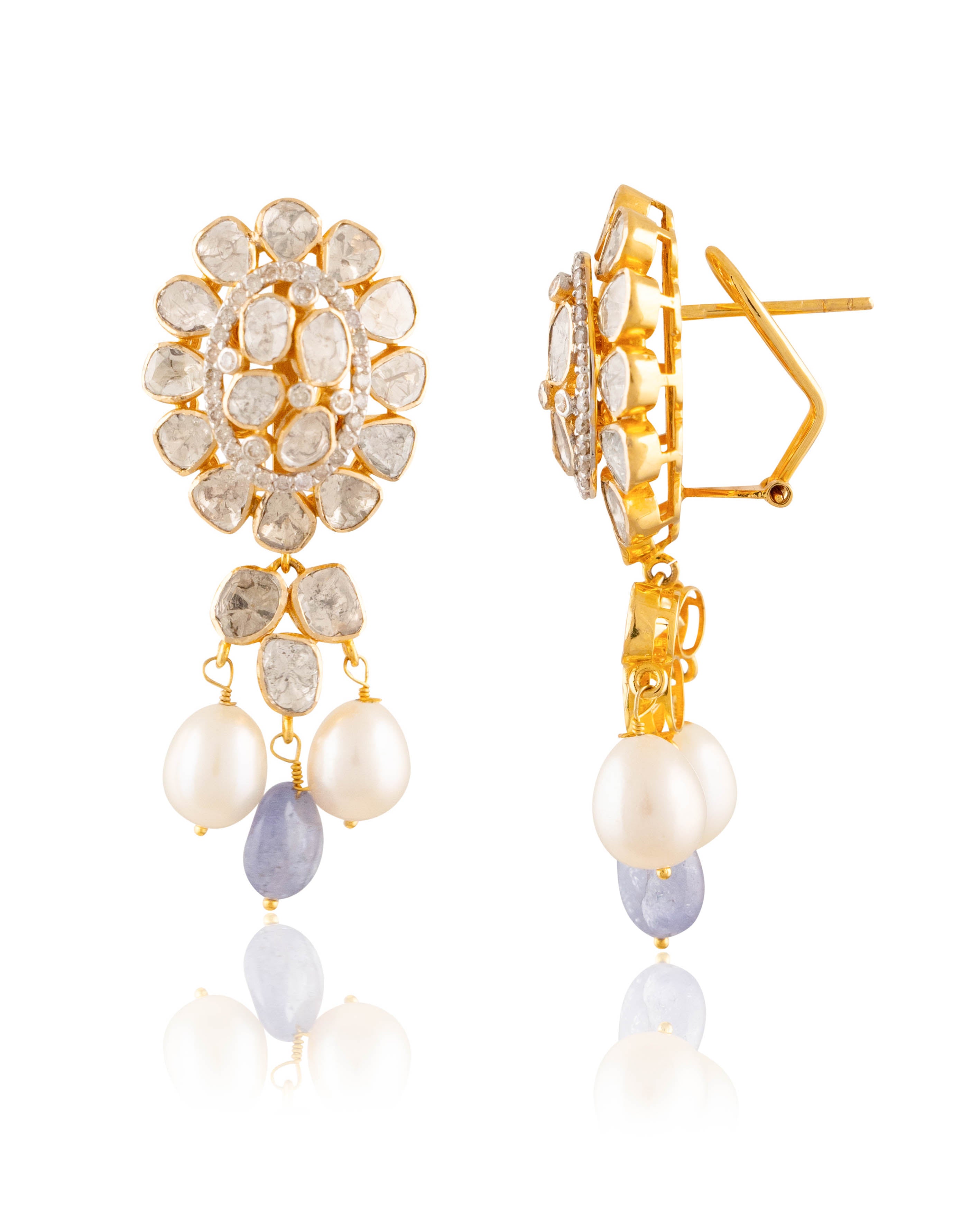 Suhani Polki And Diamond Long Earrings