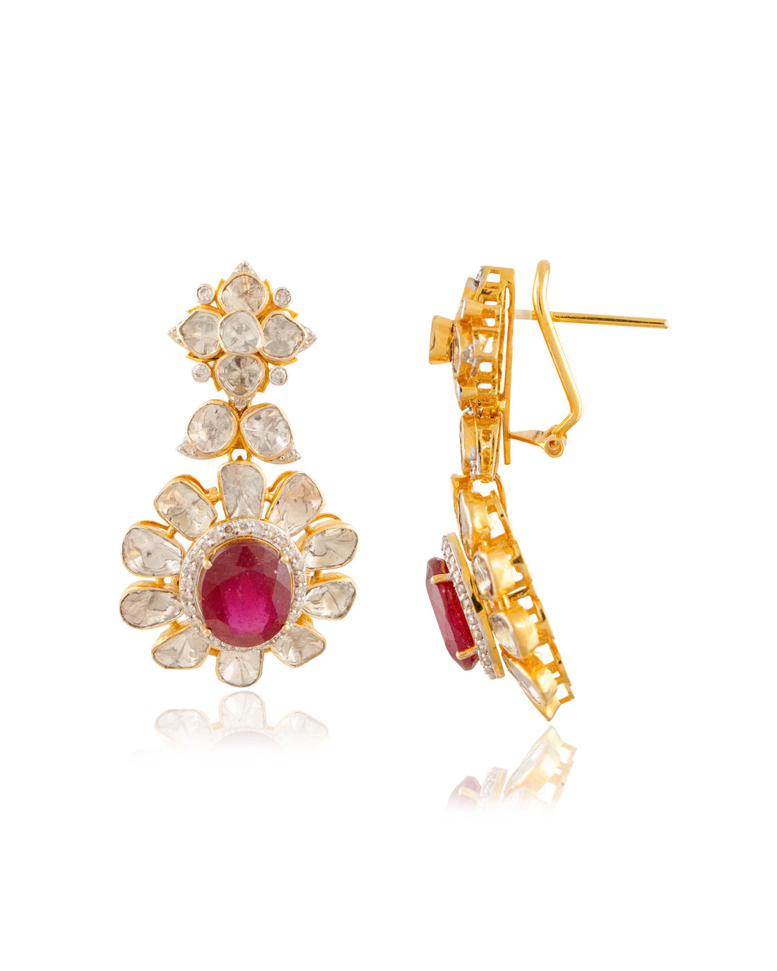 Tanisha Polki And Diamond Long Earrings