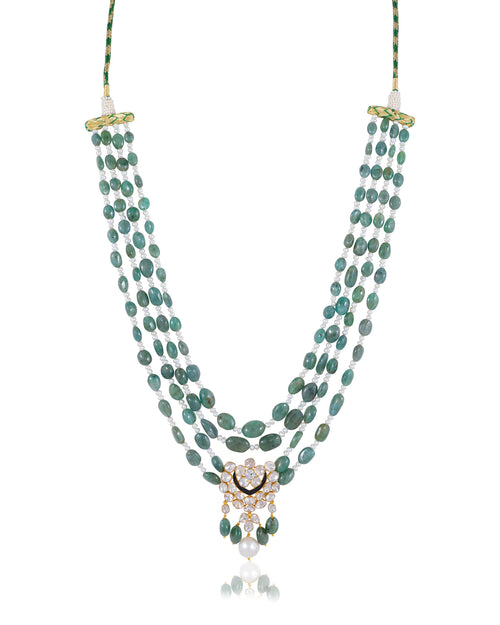 Zareen Bead Pendant And Valeria Tops Polki Set