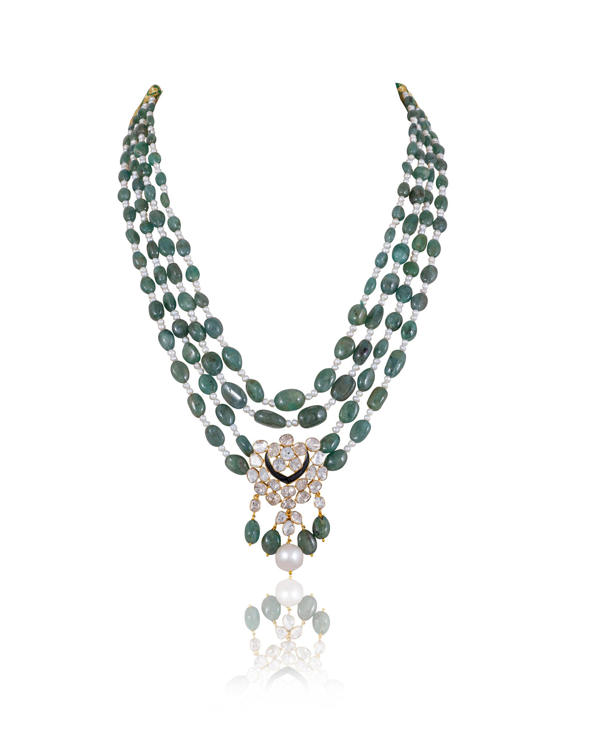 Zareen Bead Pendant And Valeria Tops Polki Set