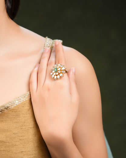 Malti Polki And Diamond Ring