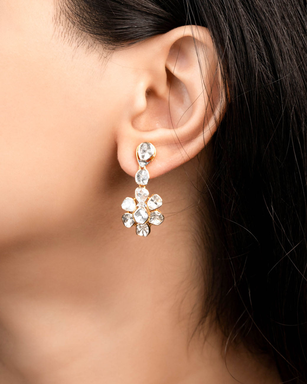 Doreya Polki And Diamond Long Earrings