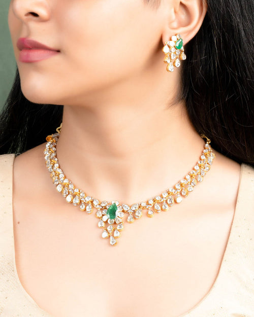 Shristi Polki And Diamond Long Earrings