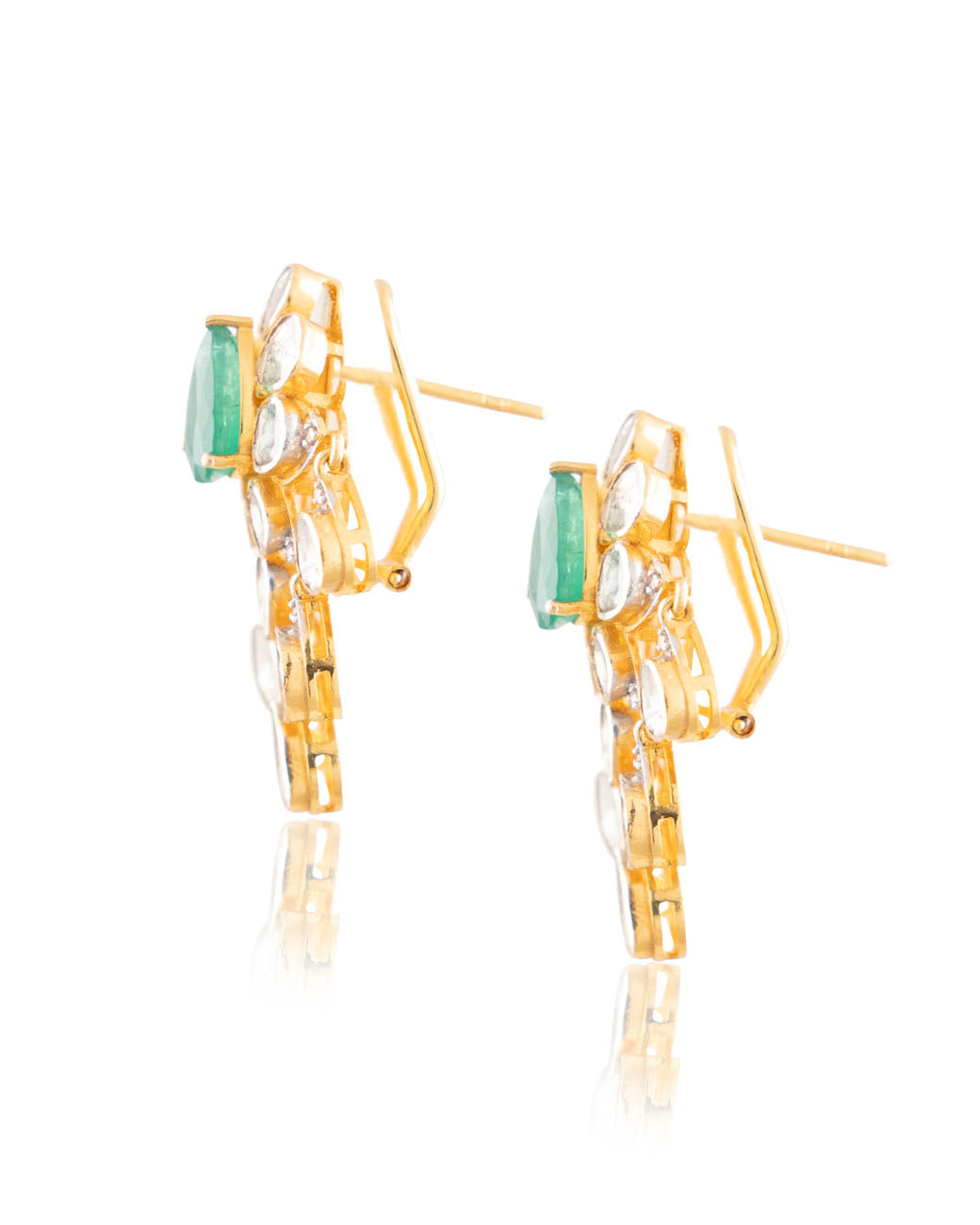 Shristi Polki And Diamond Long Earrings