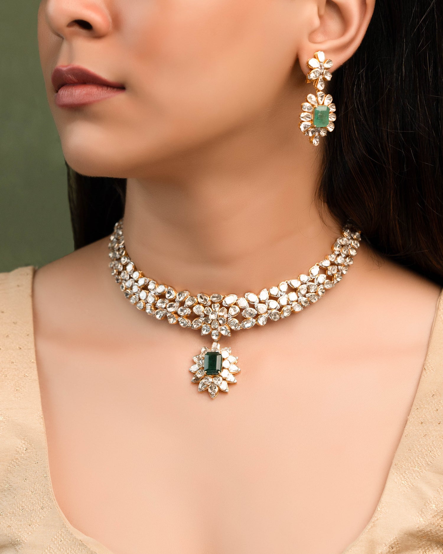 Shrita Polki And Diamond Long Earrings