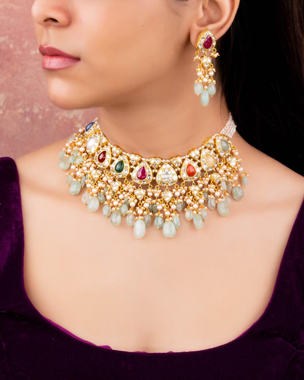 Zoya Polki Long Earrings