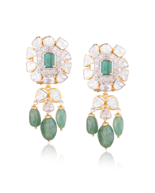 Vasudha Polki And Diamond Long Earrings