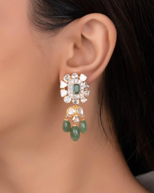 Vasudha Polki And Diamond Long Earrings