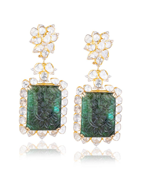 Naisha Polki And Diamond Long Earrings