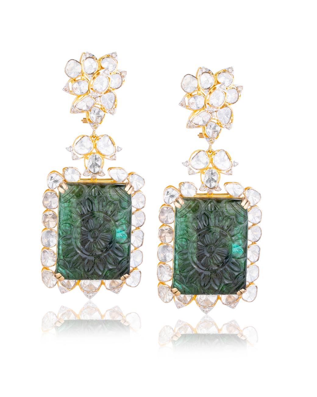 Naisha Polki And Diamond Long Earrings