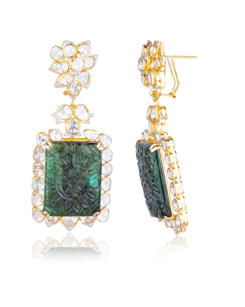 Naisha Polki And Diamond Long Earrings