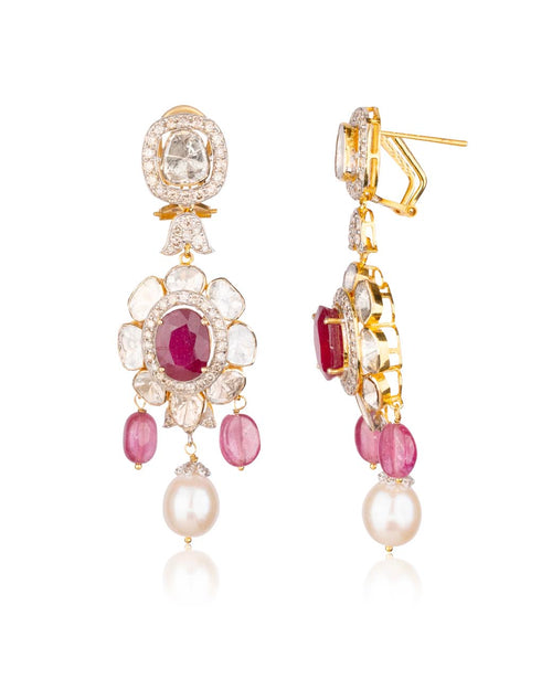 Kaveri Polki And Diamond Long Earrings