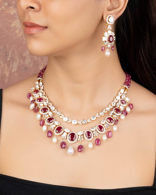 Kaveri Polki And Diamond Long Earrings