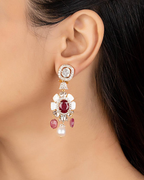 Kaveri Polki And Diamond Long Earrings