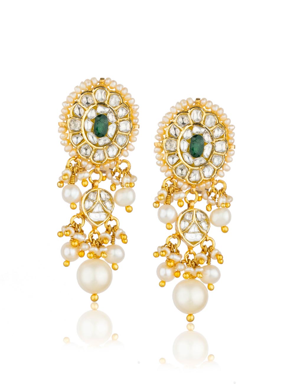 Indira Polki Long Earrings