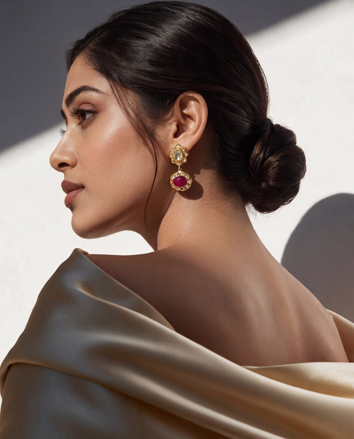 Ushna Polki Long Earrings