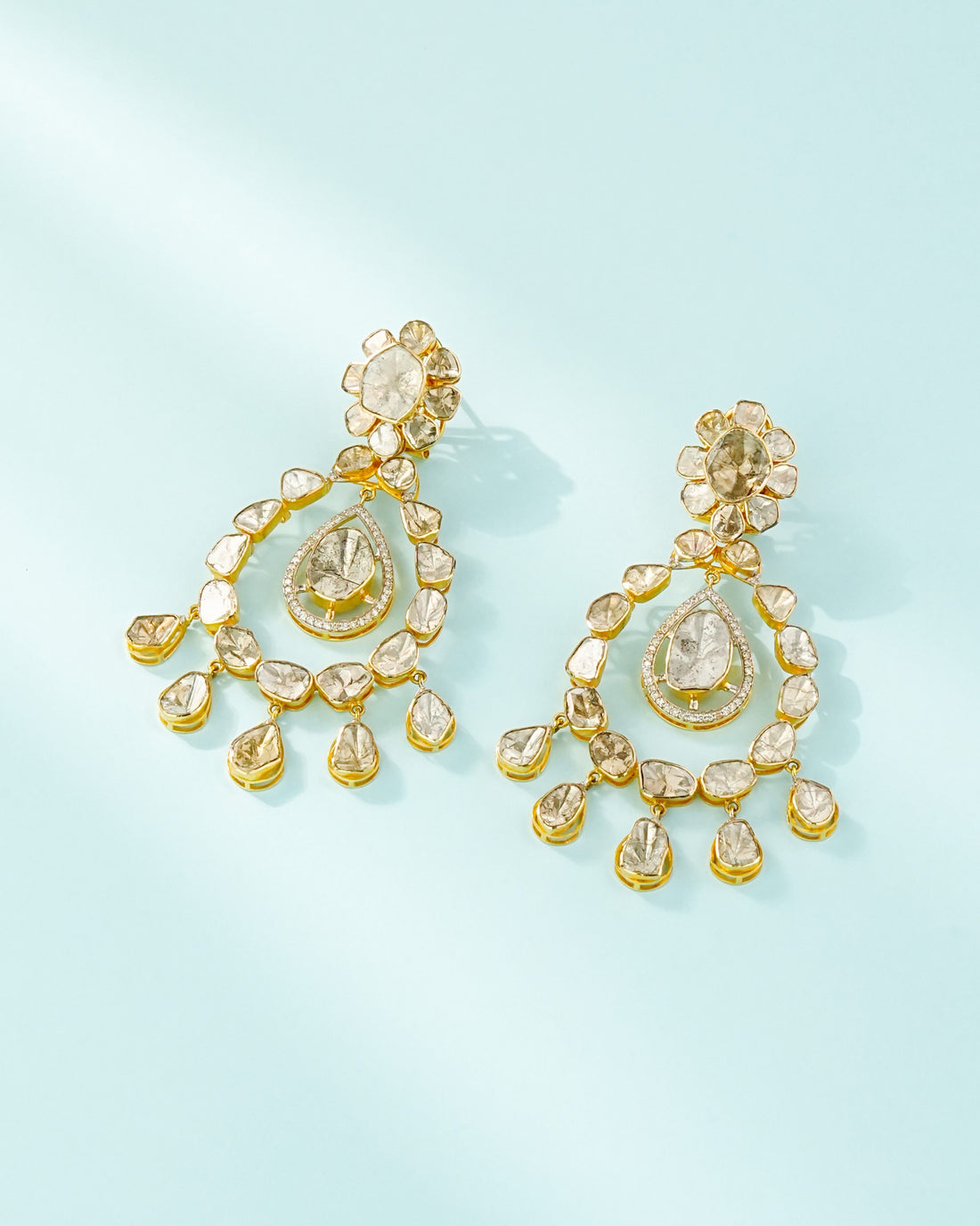 Kalini Polki And Diamond Long Earrings