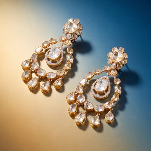 Kalini Polki And Diamond Long Earrings