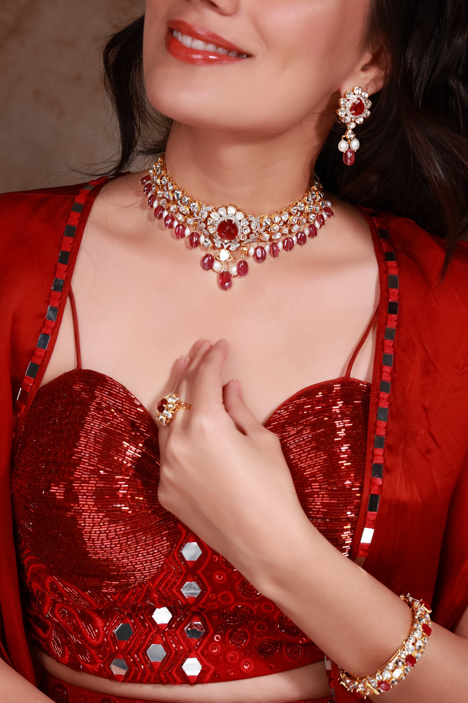 Rekha Polki And Diamond Choker