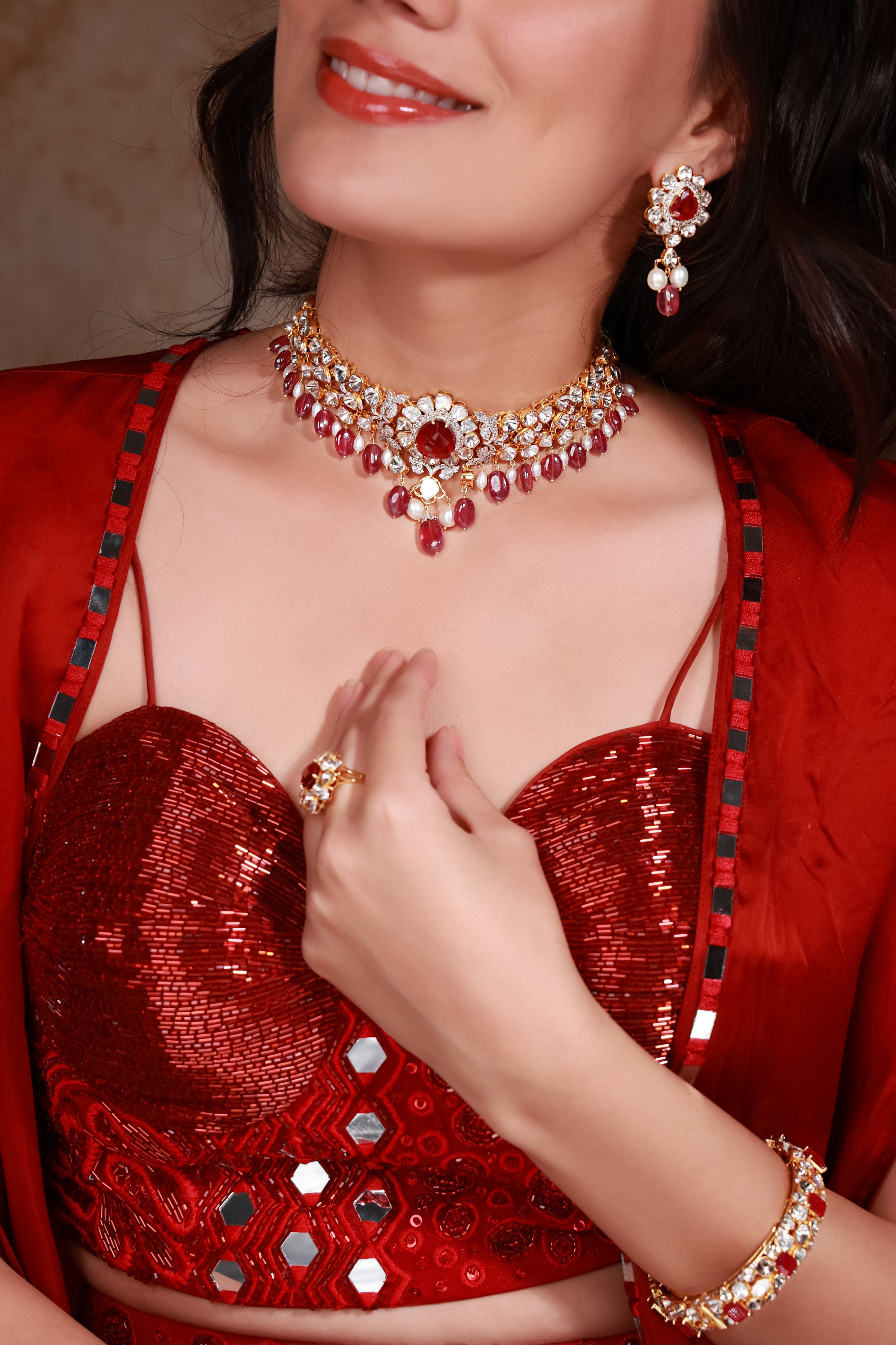 Rekha Polki And Diamond Choker