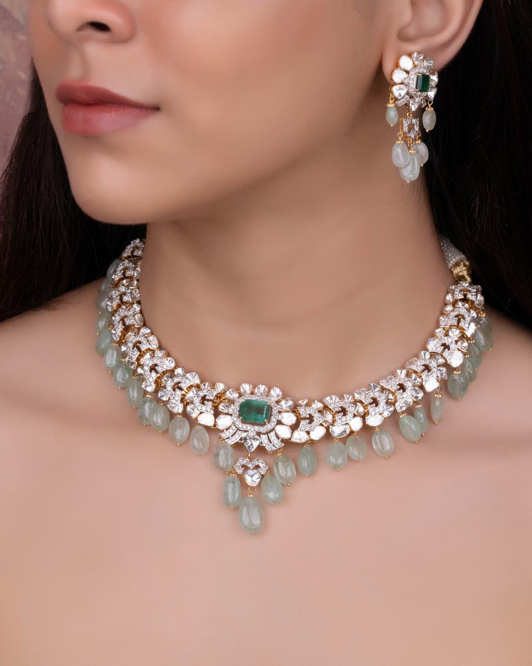 Priya Polki And Diamond Necklace