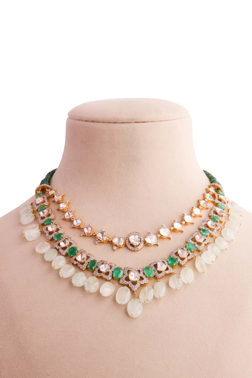 Bhavi Polki And Diamond Necklace