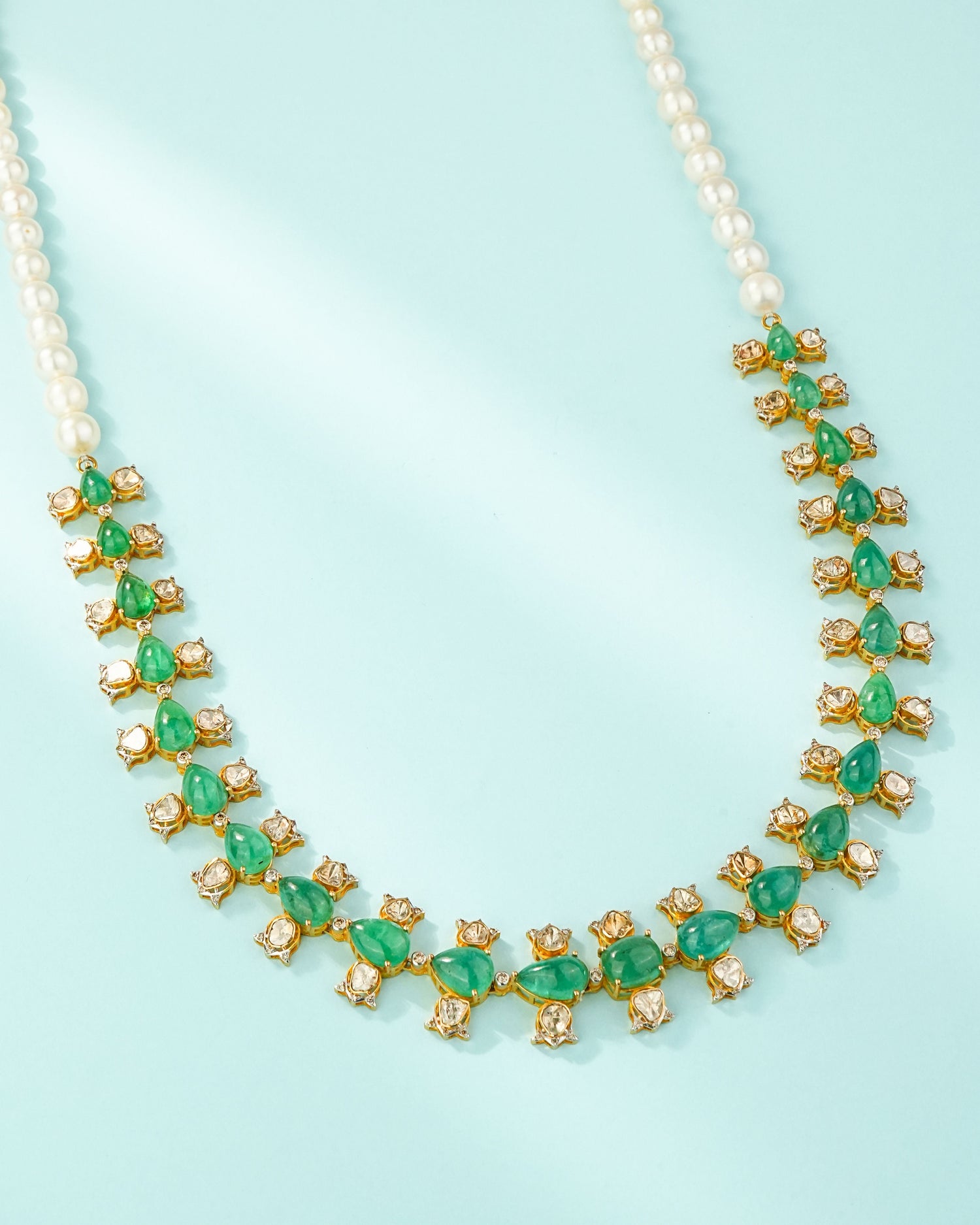 Mishka Polki And Diamond Long Necklace