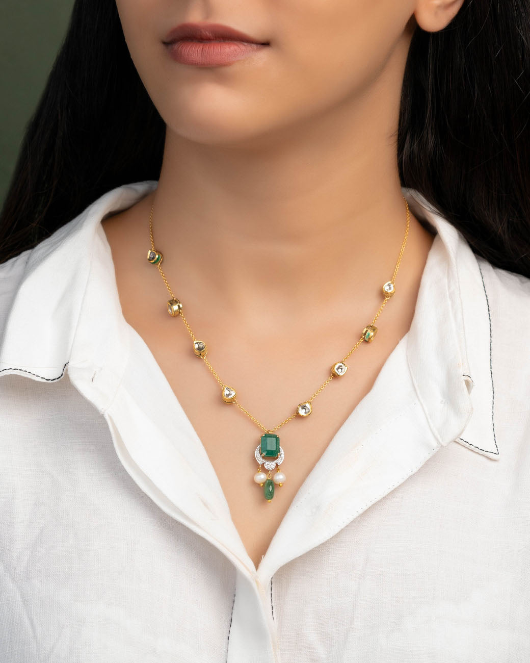 Sameera Polki And Diamond Pendant