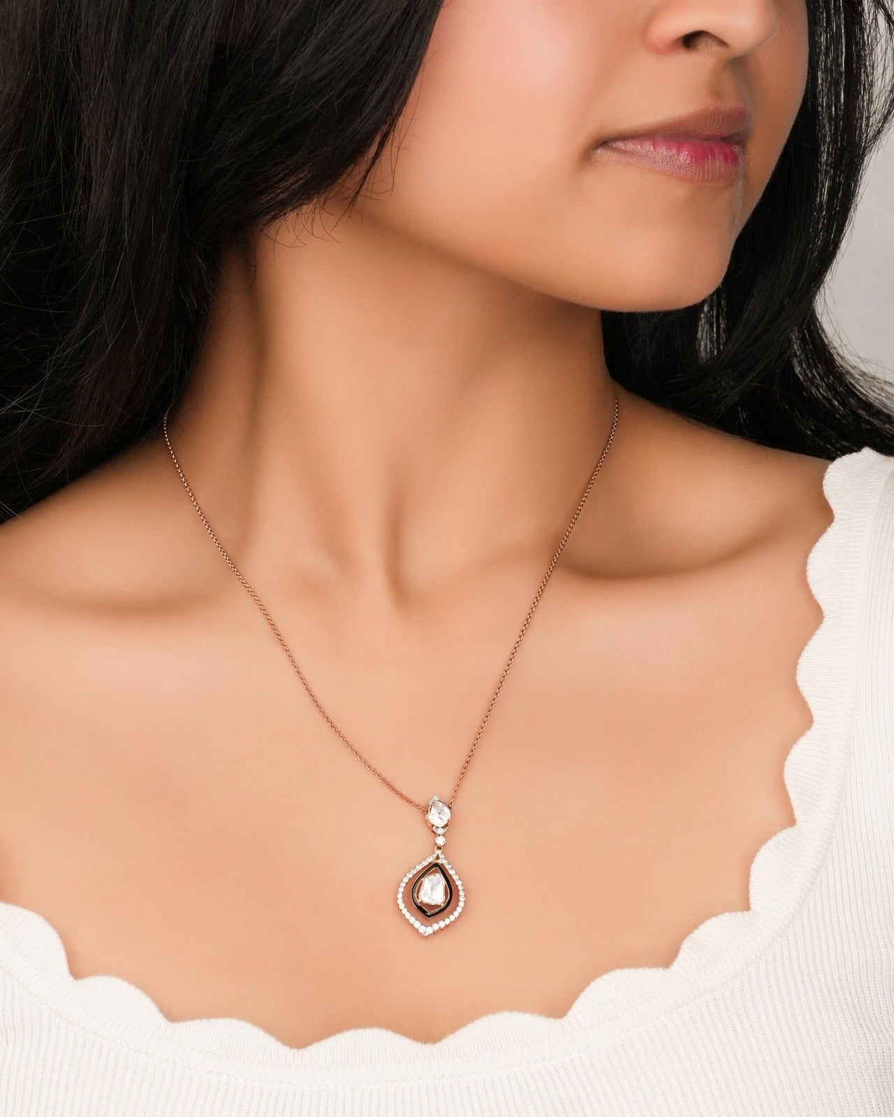 Sanjana Polki And Diamond Pendant